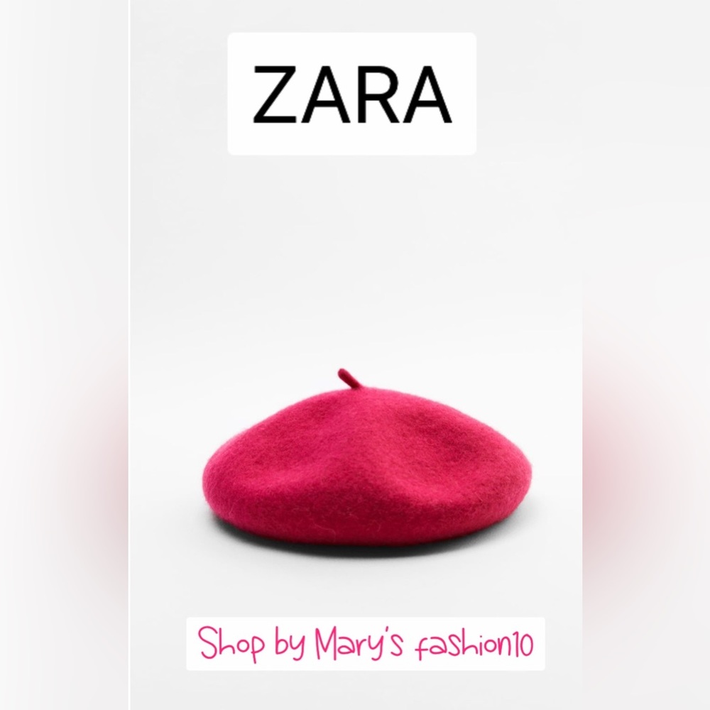 NWT Zara Fuchsia Pink Wool Beret - Picture 8 of 16